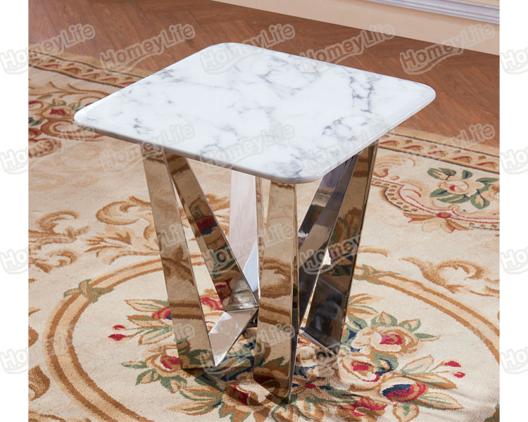 Marble Top and stainless steel Lamp Table