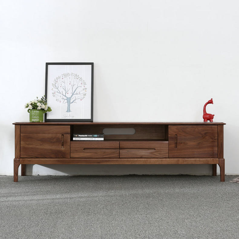 New Chinese Black Walnut Solid Wood TV Cabinet