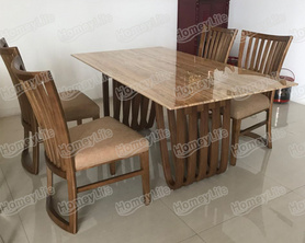 Marble top and wooden base dining table 餐桌椅