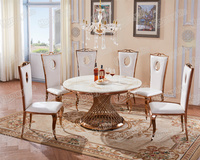 Marble top and stainless steel dining table餐桌椅