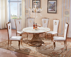 Marble top and stainless steel dining table餐桌椅