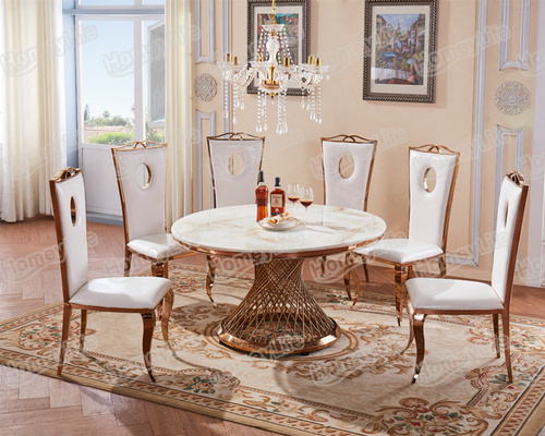 Marble top and stainless steel dining table餐桌椅