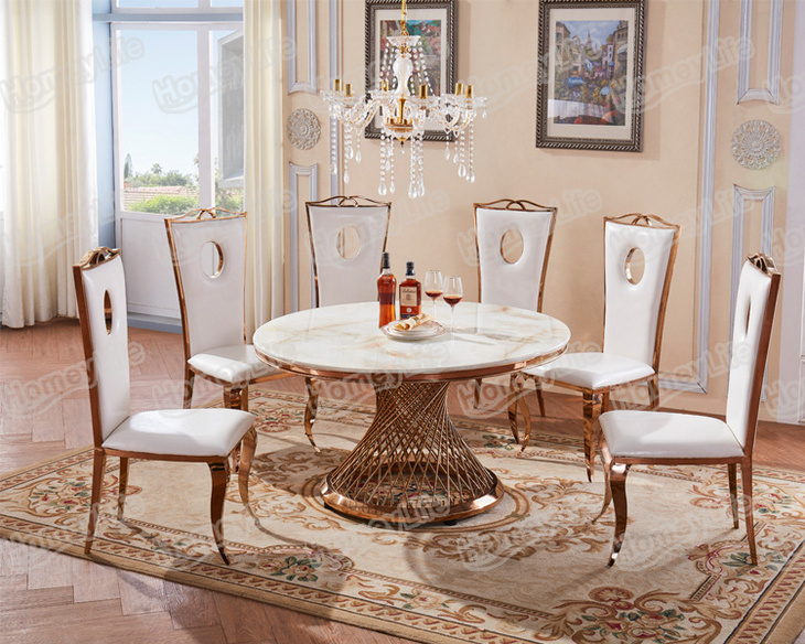 Marble top and stainless steel dining table餐桌椅