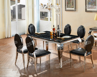 Marble top and stainless steel base dining table餐桌椅
