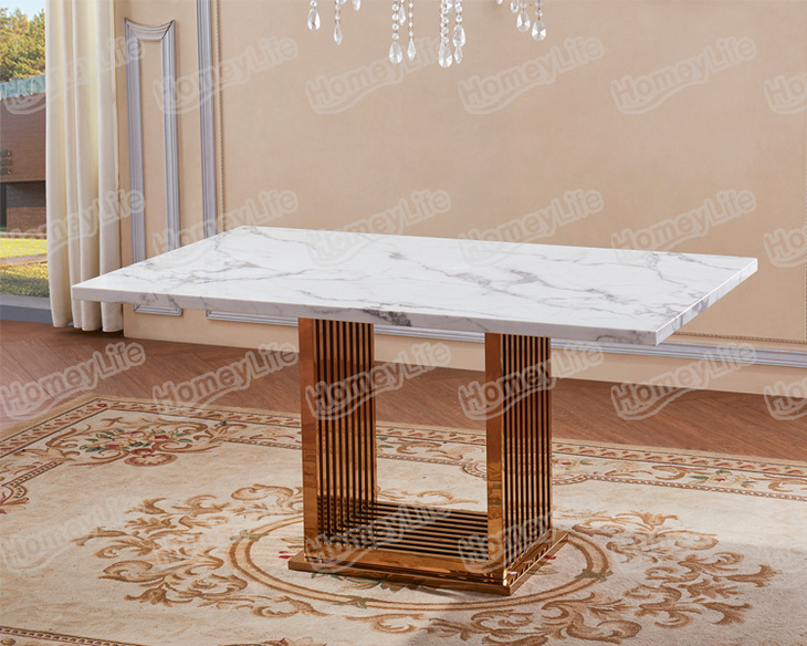 Marble top and stainless steel base dining table餐桌椅