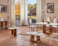 Marble top and stainless steel base dining table餐桌椅