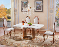 Marble top and stainless steel base dining table餐桌椅