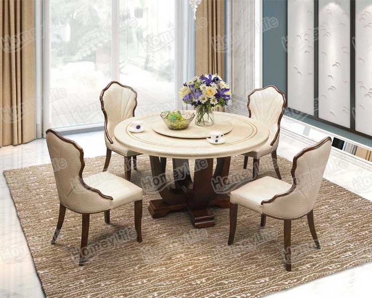 Marble top ande wooden base dining table餐桌椅