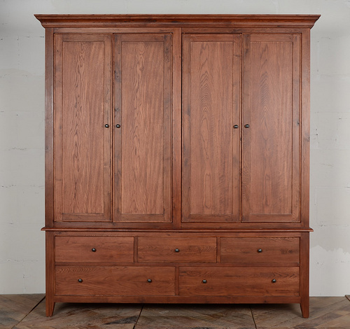 European classical style white oak large wardrobe25045