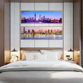 现代卧室床头装饰画沙发背景墙壁画城市建筑风景挂画