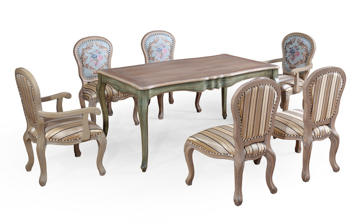 烟灰色法式餐桌椅组合HY-1466