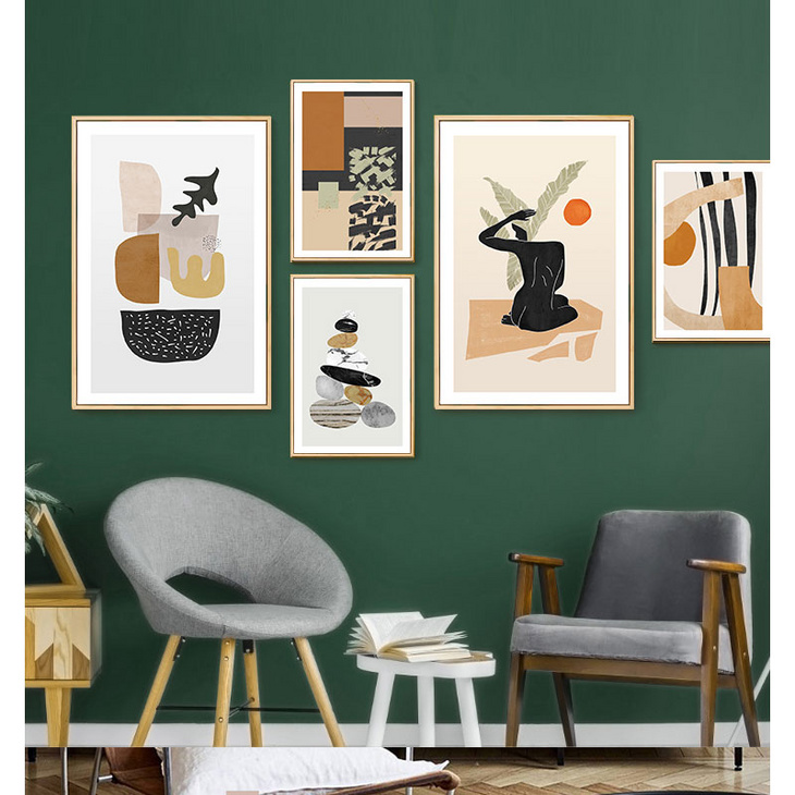 北欧简约抽象客厅装饰画沙发背景墙餐厅壁画
