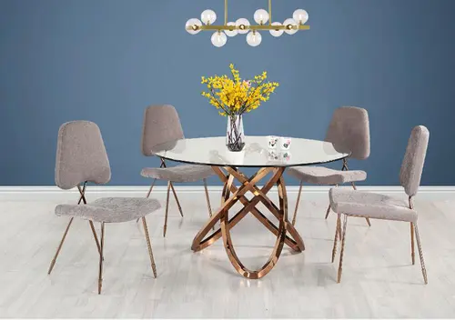 Italian light luxury restaurant tempered glass dining table stainless steel dining table marble dining table