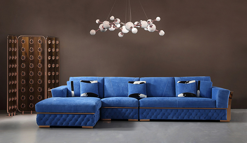 Simple leather sofa living room model room complete light luxury leather sofa