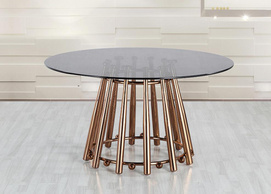 Contemporary stainless steel dining table