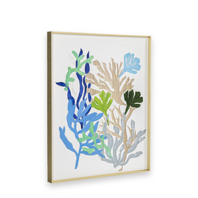 现代雕刻手绘珊瑚装饰画版画金属边框客厅挂画WP17219—WP17222