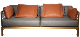 Leather stainless steel sofa