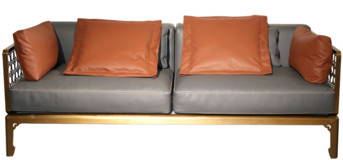 Leather stainless steel sofa