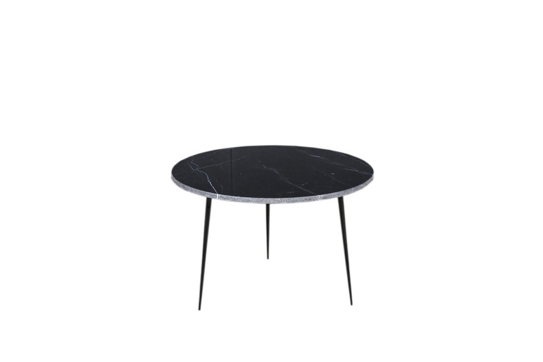 MS414-01  Black and white lychee edge-iron round table