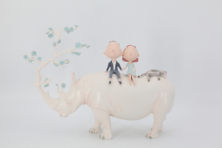工艺品-雕塑-恋爱的犀牛