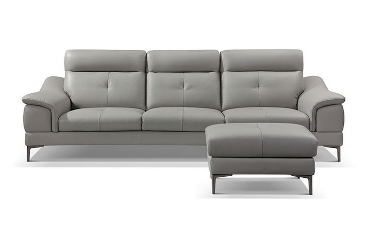 9568 LEATHER 4 SEATER SOFA WITH STOOL