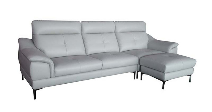 9568 LEATHER 4 SEATER SOFA WITH STOOL