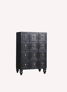 MD06-216-Oak Veneer Black Bucket Cabinet