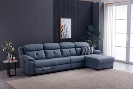 Dark Blue Exquiiste Fabric / Leather Recliner Sofa 9818