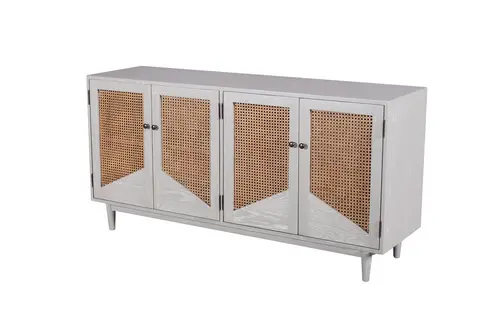 MD07-265 (2) - Oak veneer leather side cabinet