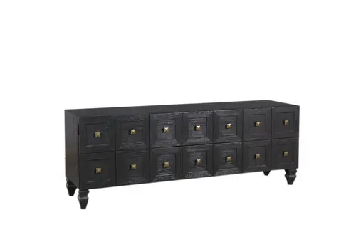 MD06-215-Oak Veneer Black TV Cabinet
