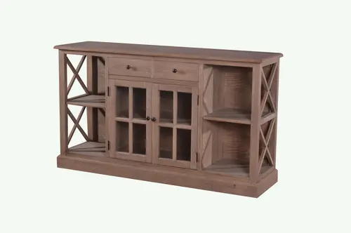 MD07-38-01-Oak Veneer Side Cabinet
