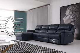 Black Leather Recliner Sofa 9811