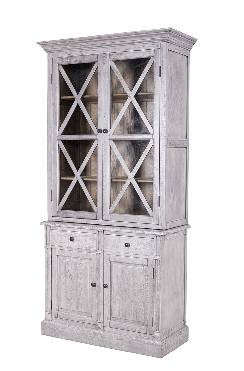 MD08-193 (2)-Oak veneer display cabinet