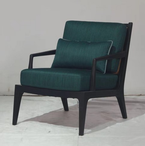 New Chinese Style Dark Green Elegant Single Sofa