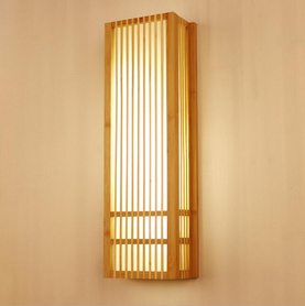 日式壁灯实木长方形墙壁灯