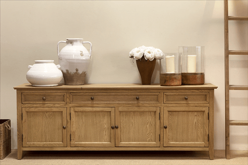 European classical style white oak TV cabinet
