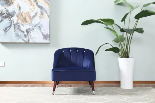 Leisure chair modern style blue fabric
