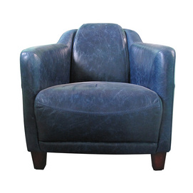 Modern Blue Leather Armchair 1022-1D