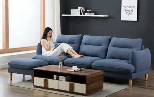 Modern Style Fabric Living Room Sofa Blue