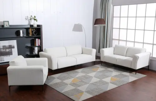 Modern Style Fabric Living Room Sofa White
