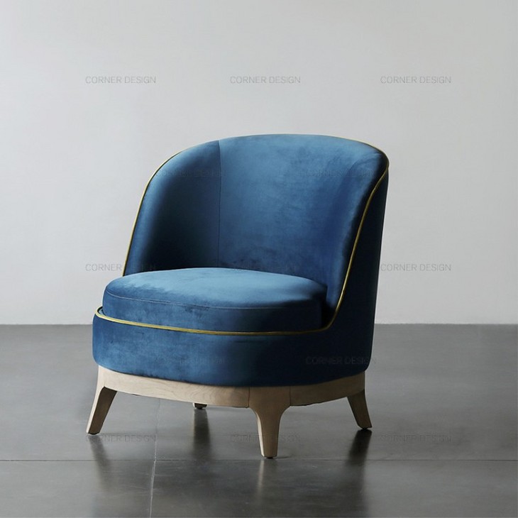 CORNER家具设计师北欧沙发单人绒布风格简约小家具迷你美式沙发椅