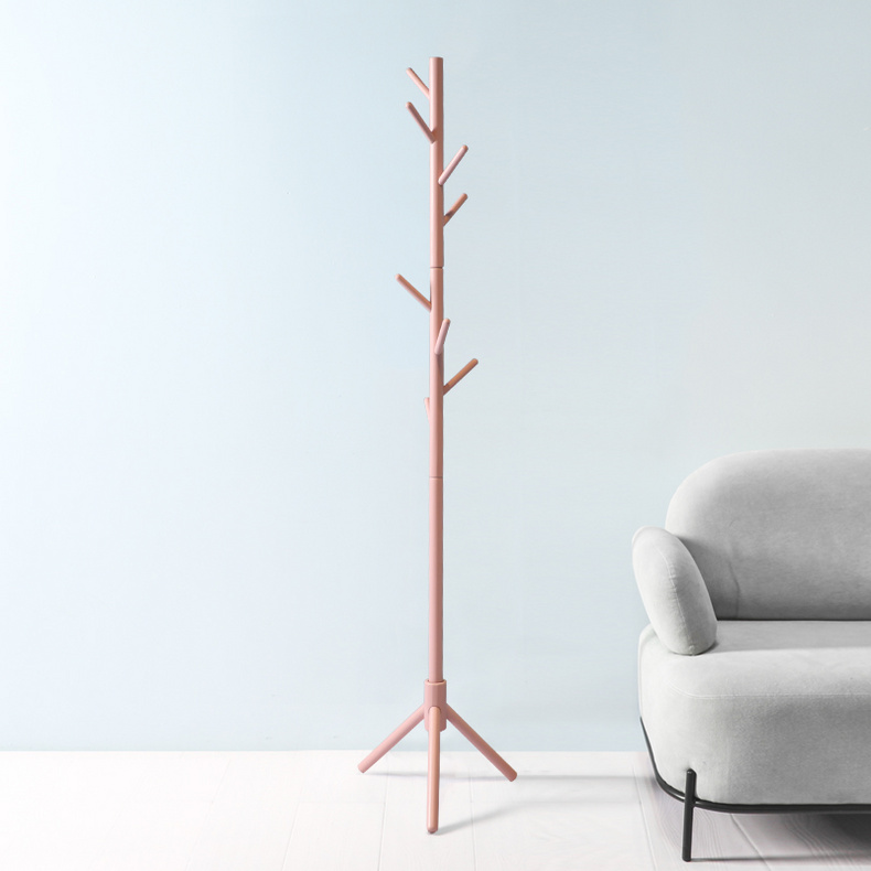 Simple Pink Natural Grey Walnut Wood Coat Hanger Stand