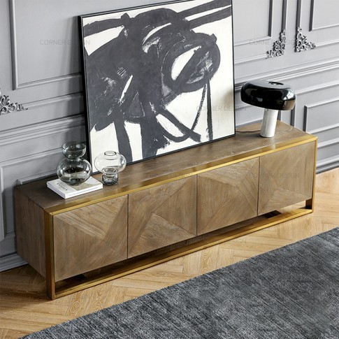 CORNER American light luxury retro Nordic solid wood TV cabinet postmodern minimalist ins industrial style furniture