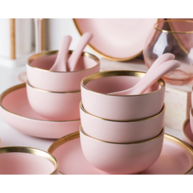 轻奢餐具-粉色青笠系列