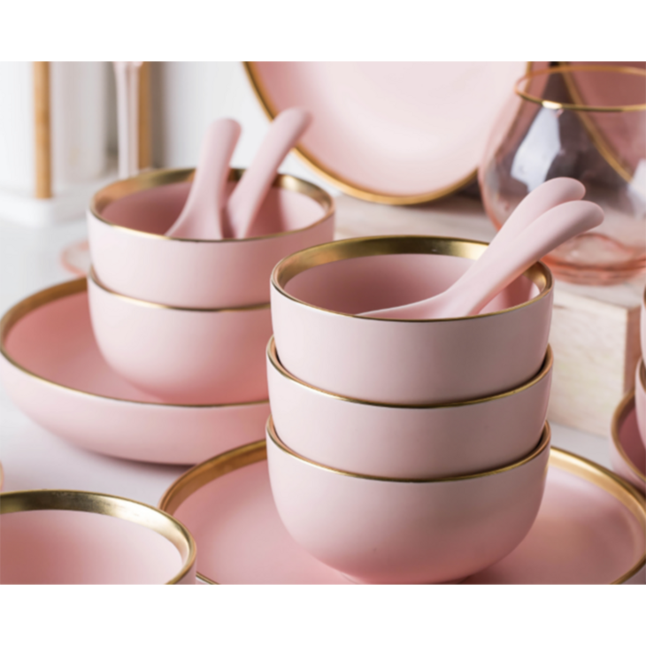 轻奢餐具-粉色青笠系列