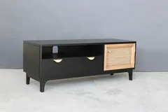 Charcoal & French Cane TV Unit
