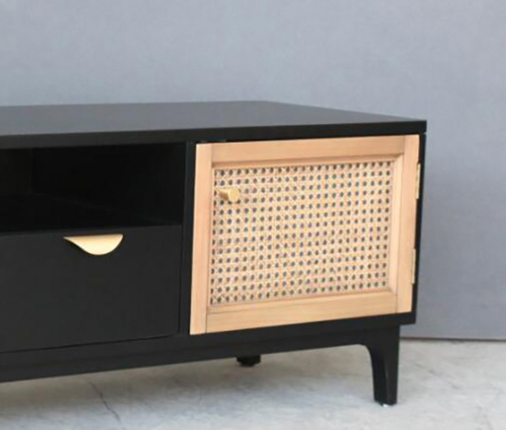 Charcoal & French Cane TV Unit
