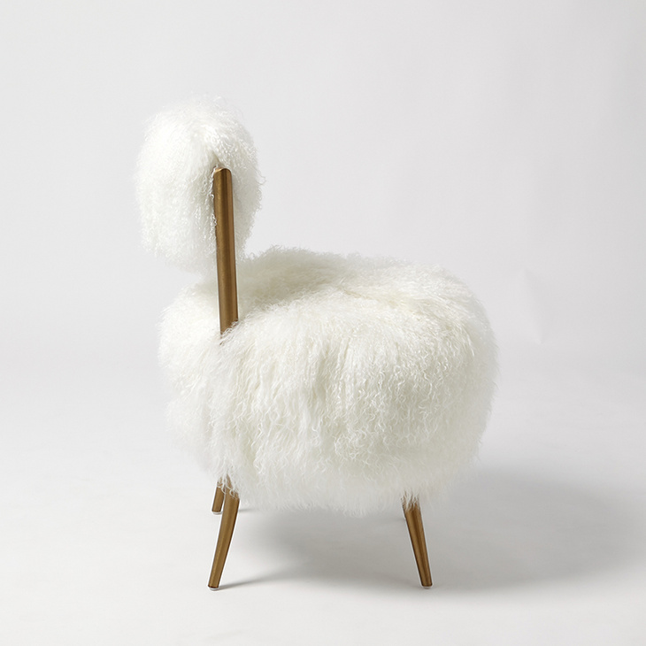 乳白色长毛海莉椅子 Hailey Chair-Cream-White Mongolian Lamb