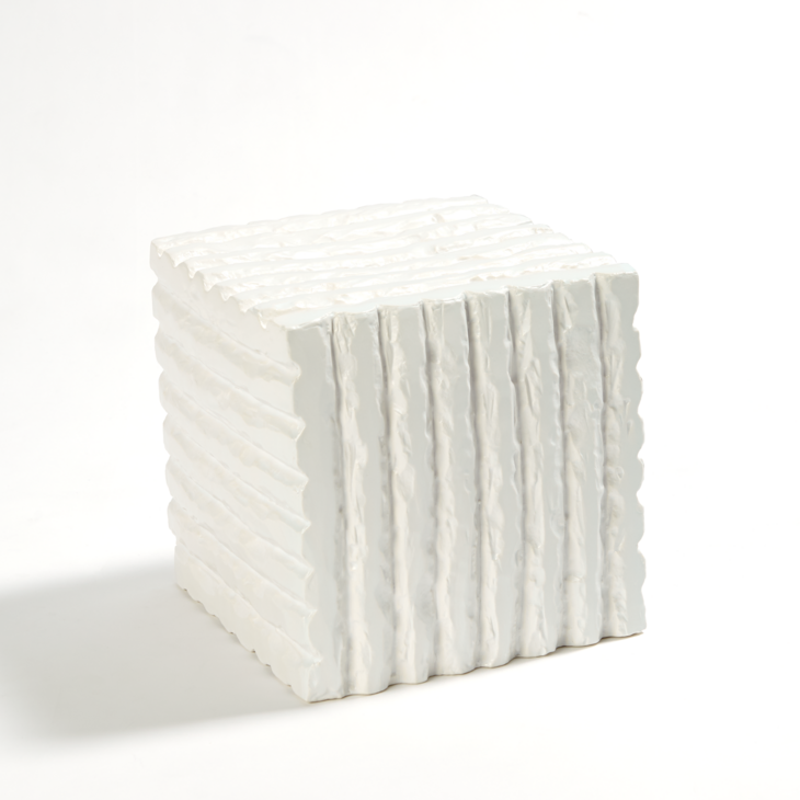 哑白色切割陶瓷立方体 Carved Cube-Matte White