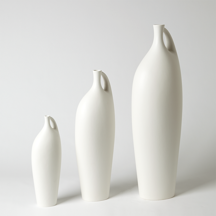 哑白色压痕陶瓷花瓶 Indentation Vase-Matte White